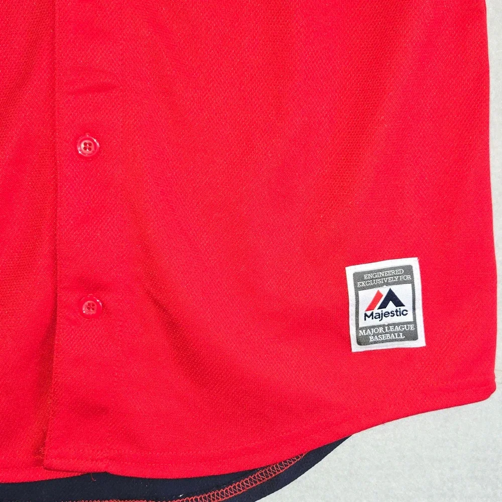 Majestic Atlanta Braves Youth XL 18/20 Baseball Jersey Red Navy Blue MLB B447